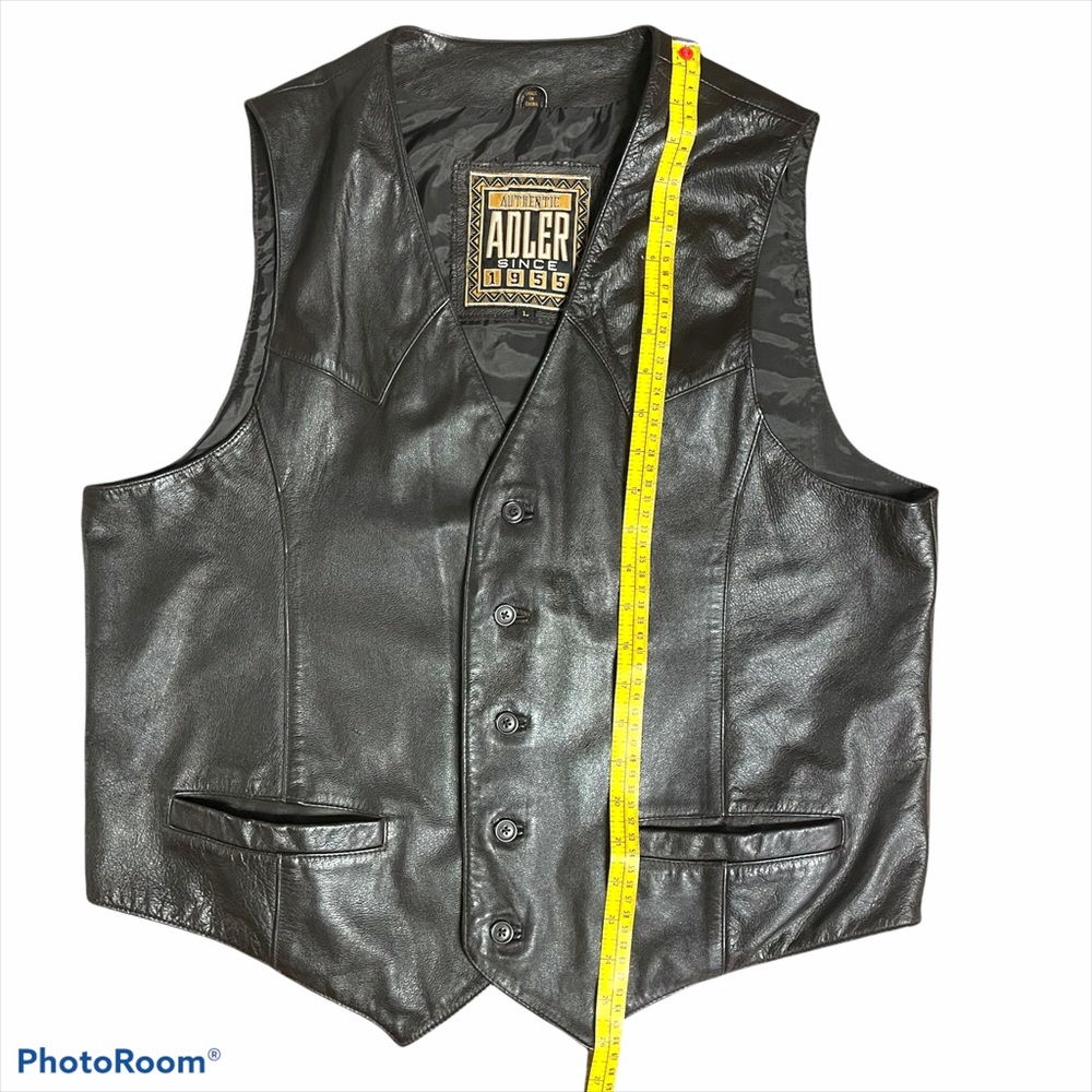 Adler Vintage leather button moto vest brown L - Picture 16 of 16